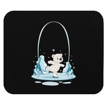 Discover Adorable Ice Skating polar bear with Snowflakes Mouse Pads