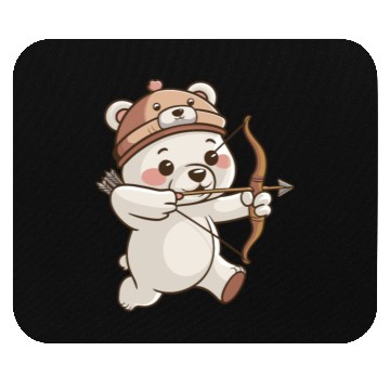Discover Cute polar bear with Bow and Arrows Cartoon Mouse Pads