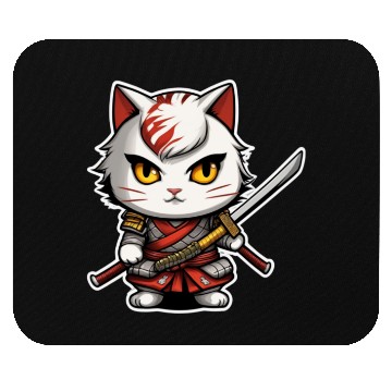 Discover ninja cat with a katana 2 Mouse Pads