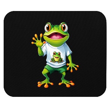Discover Green Happy Frog Mouse Pads