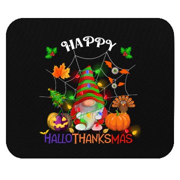 Discover Happy HalloThanksMas Gnome Mouse Pads