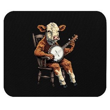Discover Hereford Cattle Farmer Bluegrass Banjo Player Mouse Pads