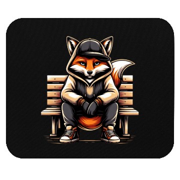 Discover A Cartoon Fox Sitting On A Park Bench Mouse Pads