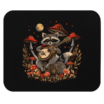 Discover Cottagecore Aesthetic Racoon Playing Guitar Mushro Mouse Pads
