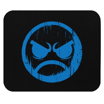 Discover Cool Blue Angry Face Mouse Pads
