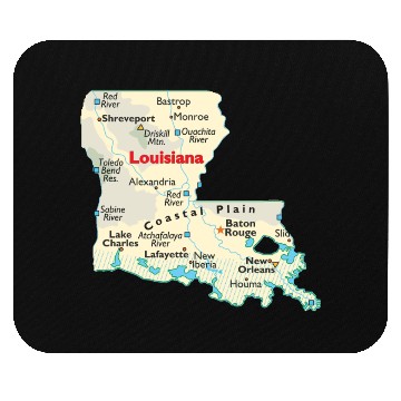 Discover Louisiana map image of state. Mouse Pads