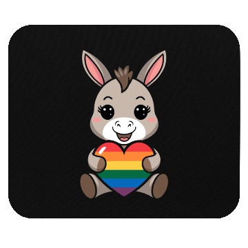 Discover LGTBQ Cute Donkey with Rainbow Heart Mouse Pads