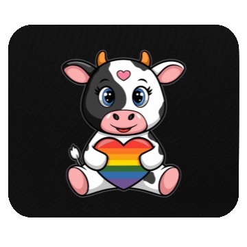 Discover LGTBQ Cow Holding Rainbow Heart Mouse Pads