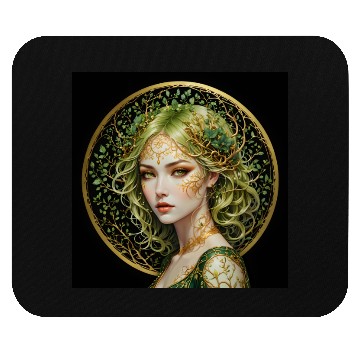 Discover Green-haired forest woman Mouse Pads
