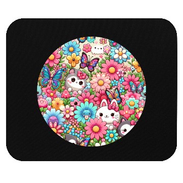 Discover Garden Harmony scene with butterflies flitting Mouse Pads