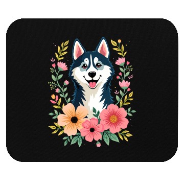 Discover Husky Floral Mouse Pads