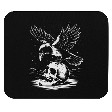 Discover Raven on Skull Gothic Halloween Mouse Pads