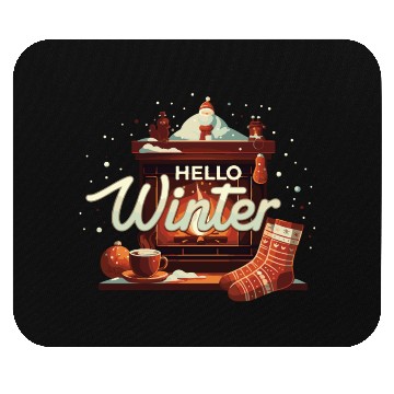 Discover Hello Winter typography vector illustration. Winte Mouse Pads