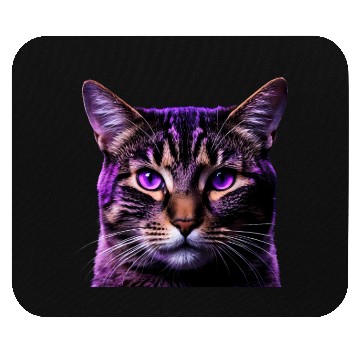 Discover Vivid Lilac-Eyed Tabby Cat Portrait Mouse Pads