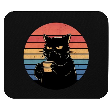 Discover Grumpy Cat with Coffee Retro Style Mouse Pads