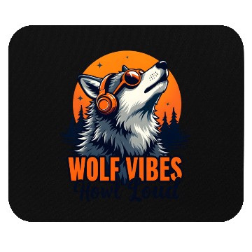 Discover Wolf Vibes Howl Loud Music Lover Design Mouse Pads