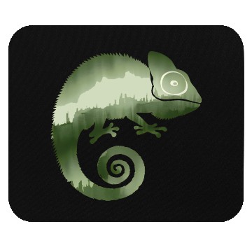Discover green chameleon monochrome silhouette Mouse Pads