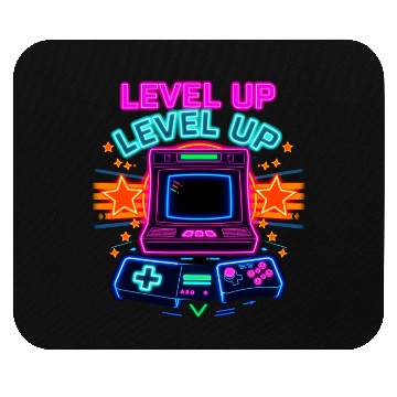 Discover Neon Arcade Glory: Level Up Mouse Pads