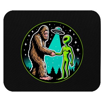 Discover Bigfoot Alien Alliance - Funny Scifi Cryptid Mouse Pads