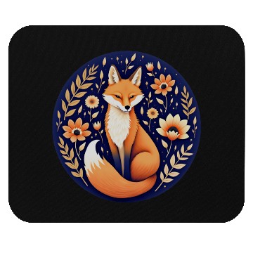 Discover Whimsical Fox with Flowers Art Design Mouse Pads