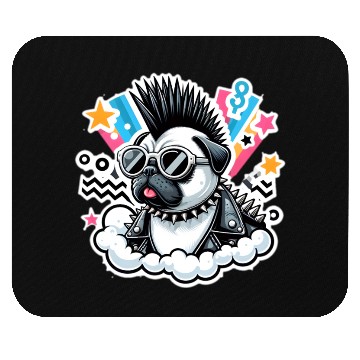 Discover Punk rocker pug 9 Mouse Pads