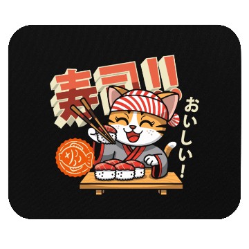 Discover Sushi Chef Cat Adorable Culinary Cat Design Mouse Pads