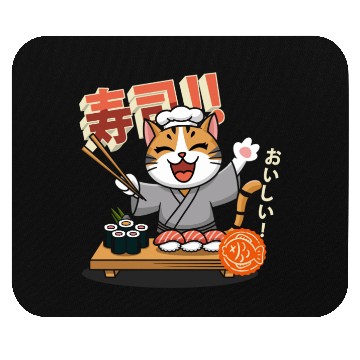Discover Sushi Chef Cat Adorable Culinary Cat Design Mouse Pads