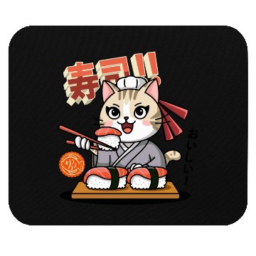 Discover Sushi Chef Cat Adorable Culinary Cat Design Mouse Pads