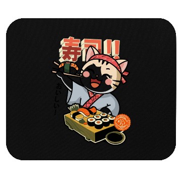Discover Sushi Chef Cat Adorable Culinary Cat Design Mouse Pads