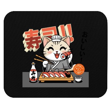 Discover Sushi Chef Cat Adorable Culinary Cat Design Mouse Pads