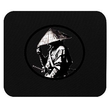 Discover Samurai with Umbrella Ink Illustration Mouse Pads