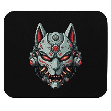 Discover Kitsune Cyberpunk Mask: Mecha Robot Warrior Mouse Pads