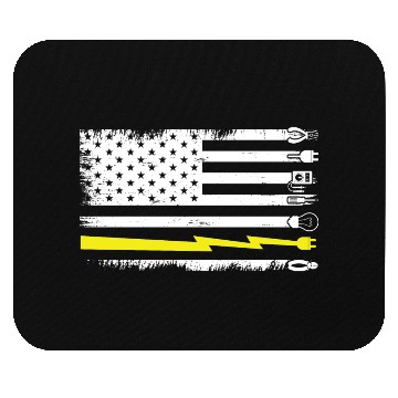 Discover Electrician Electrical Engineer Lineman US Flag Mouse Pads