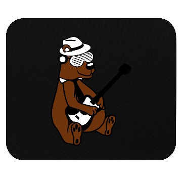 Discover Cool Sitting Grizzly Brown Bear Playing Guitar Fun Mouse Pads
