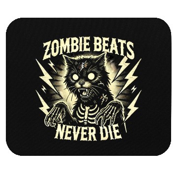 Discover Zombie Cat Halloween Skeleton Skull Horror Fun Art Mouse Pads