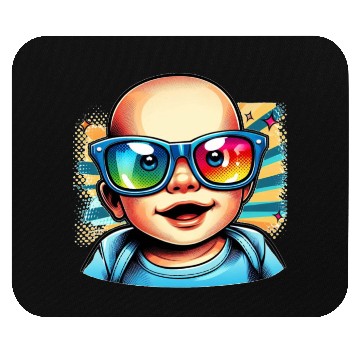 Discover Baby boy with sunglasses comic design 3 Mouse Pads