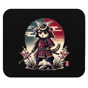 Discover Samurai Cat: Vintage Ukiyo-e Warrior Art Mouse Pads