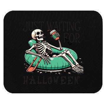 Discover Waiting for halloween saying skeleton at pool Mouse Pads