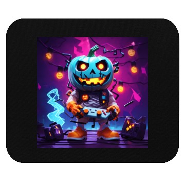 Discover Pumpkin Gamer Halloween Neon Vibes Fun Design Mouse Pads