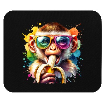 Discover Monkey with sunglasses and banana Mouse Pads