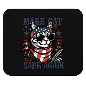 Discover Make Cats Safe Again Funny Cat Lover USA Flag Mouse Pads