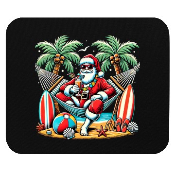 Discover Tropical Santa Relaxing on the Beach Mouse Pads