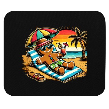 Discover Gingerbread Man Relaxing on the Beach Mouse Pads