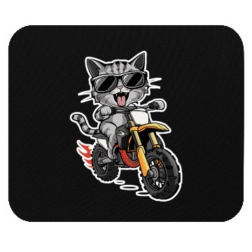Discover Cat Wearing Sunglasses Riding a Dirt Bike Mouse Pads