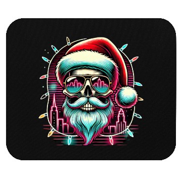 Discover Neon Santa Skull City Lights Christmas Mouse Pads