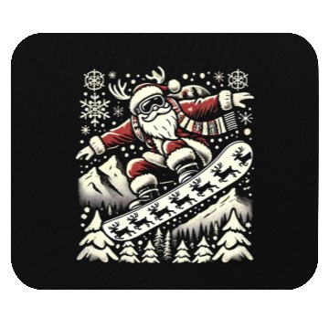 Discover Snowboarding Santa Winter Wonderland Christmas Fun Mouse Pads