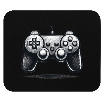 Discover Gamer Controller Cartoon Charcoal Gaming Art Mouse Pads