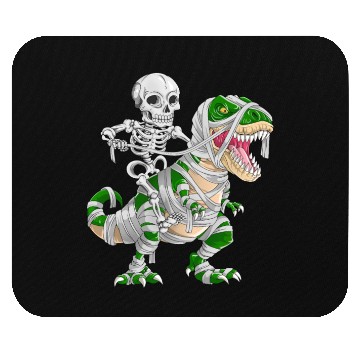 Discover Skeleton Riding Mummy Dinosaur T rex Halloween Mouse Pads
