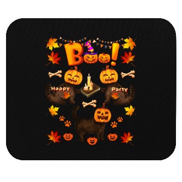 Discover Happy halloween pumpkin cats Mouse Pads