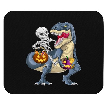 Discover Skeleton Riding Dinosaur T rex Halloween Pumpkin Mouse Pads